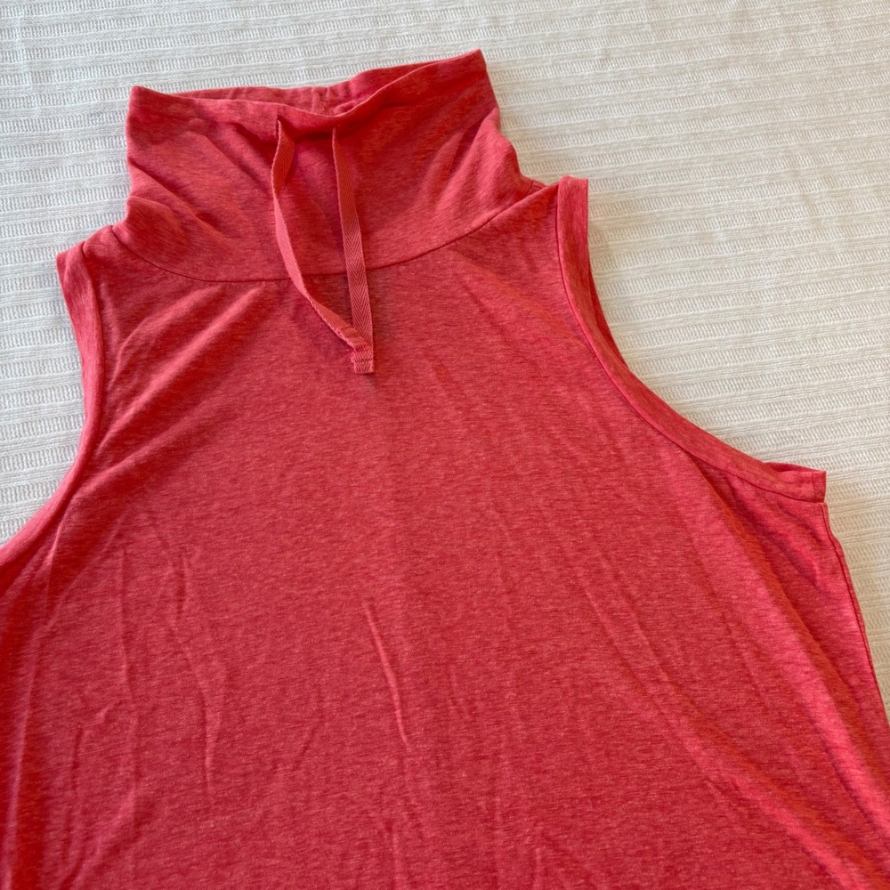 Prana Womens Coral Heather Funnel Neck Sleeveless Top Drawstring Yoga Small